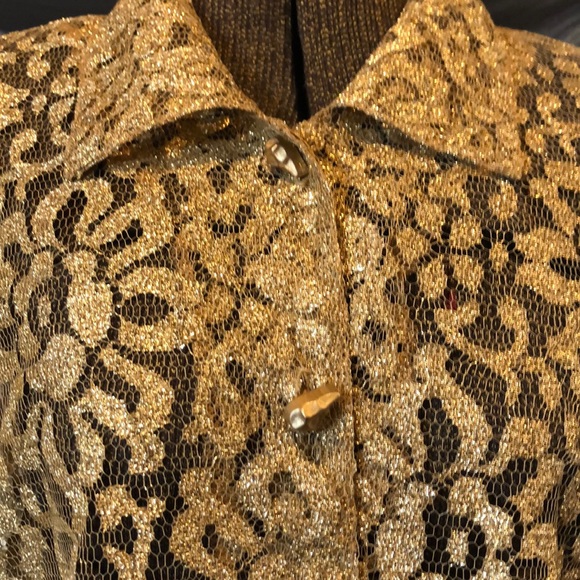 Vintage gold blouse, size 10, made in USA! - Picture 2 of 6